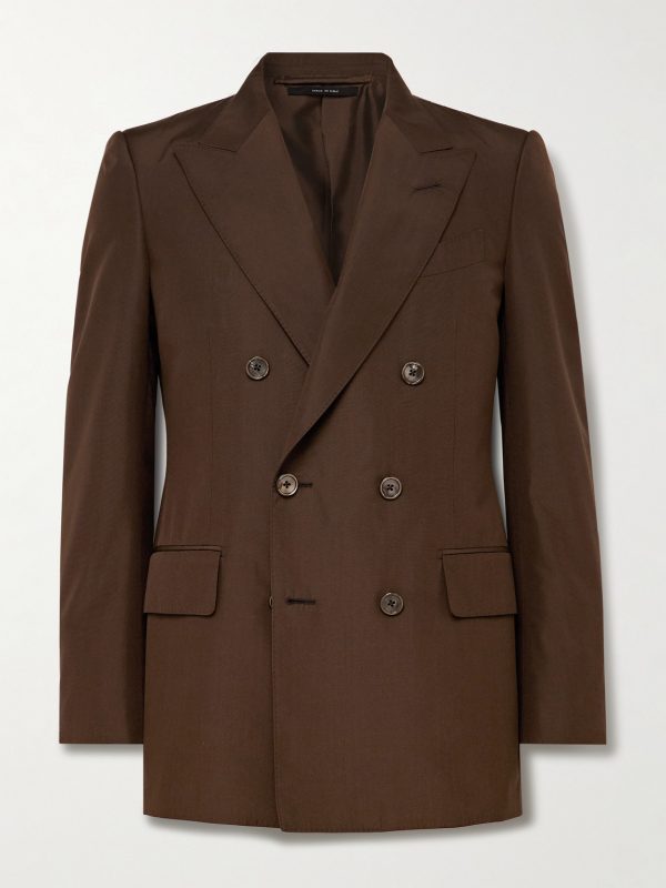 Dyllan Double-Breasted Silk Suit Jacket Dyllan Double-Breasted Silk Suit Jacket