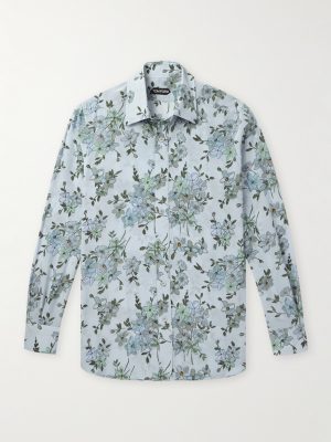 Slim-Fit Floral-Print Silk-Crepe Shirt Slim-Fit Floral-Print Silk-Crepe Shirt
