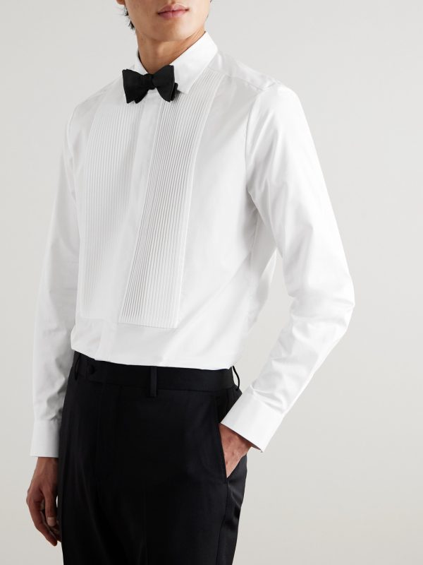 Pleated Cotton-Poplin Tuxedo Shirt - FR Pleated Cotton-Poplin Tuxedo Shirt - FR