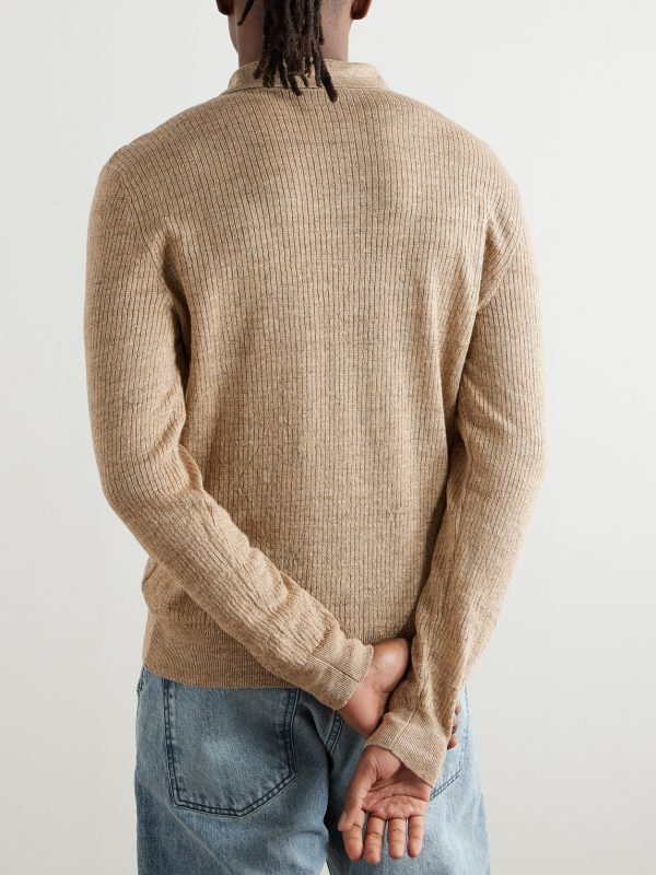 Pevaron Ribbed Linen and Cotton-Blend Polo Shirt - BK