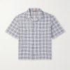 Solana Camp-Collar Checked Cotton and Wool-Blend Seersucker Shirt Solana Camp-Collar Checked Cotton and Wool-Blend Seersucker Shirt
