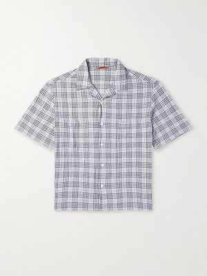 Solana Camp-Collar Checked Cotton and Wool-Blend Seersucker Shirt Solana Camp-Collar Checked Cotton and Wool-Blend Seersucker Shirt