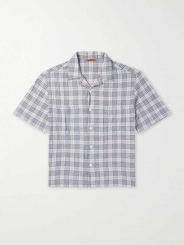 Solana Camp-Collar Checked Cotton and Wool-Blend Seersucker Shirt Solana Camp-Collar Checked Cotton and Wool-Blend Seersucker Shirt
