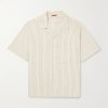 Solana Camp-Collar Striped Cotton Shirt Solana Camp-Collar Striped Cotton Shirt