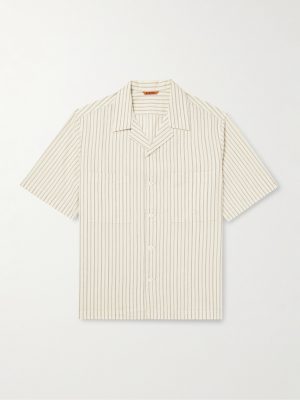 Solana Camp-Collar Striped Cotton Shirt Solana Camp-Collar Striped Cotton Shirt