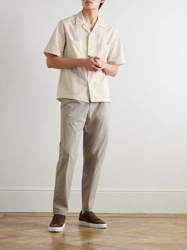 Solana Camp-Collar Striped Cotton Shirt - OU Solana Camp-Collar Striped Cotton Shirt - OU