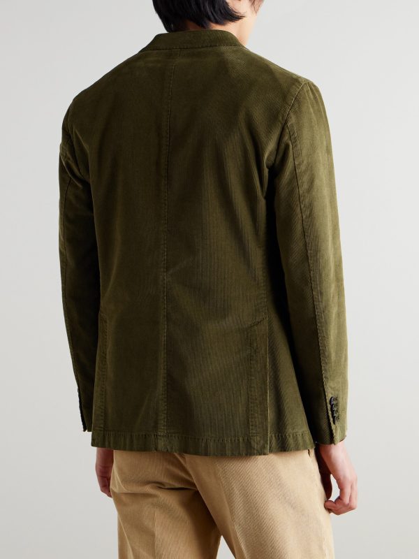 Double-Breasted Cotton-Blend Corduroy Suit Jacket - BK Double-Breasted Cotton-Blend Corduroy Suit Jacket - BK