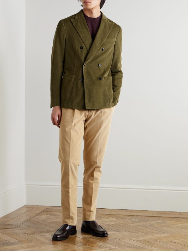 Double-Breasted Cotton-Blend Corduroy Suit Jacket - OU Double-Breasted Cotton-Blend Corduroy Suit Jacket - OU