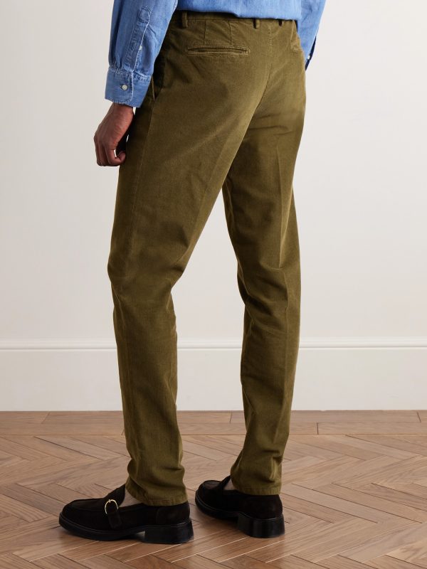 Slim-Fit Pleated Cotton-Blend Corduroy Suit Trousers - BK Slim-Fit Pleated Cotton-Blend Corduroy Suit Trousers - BK