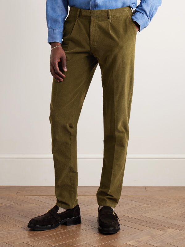 Slim-Fit Pleated Cotton-Blend Corduroy Suit Trousers - FR Slim-Fit Pleated Cotton-Blend Corduroy Suit Trousers - FR
