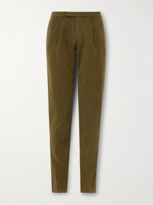 Slim-Fit Pleated Cotton-Blend Corduroy Suit Trousers
