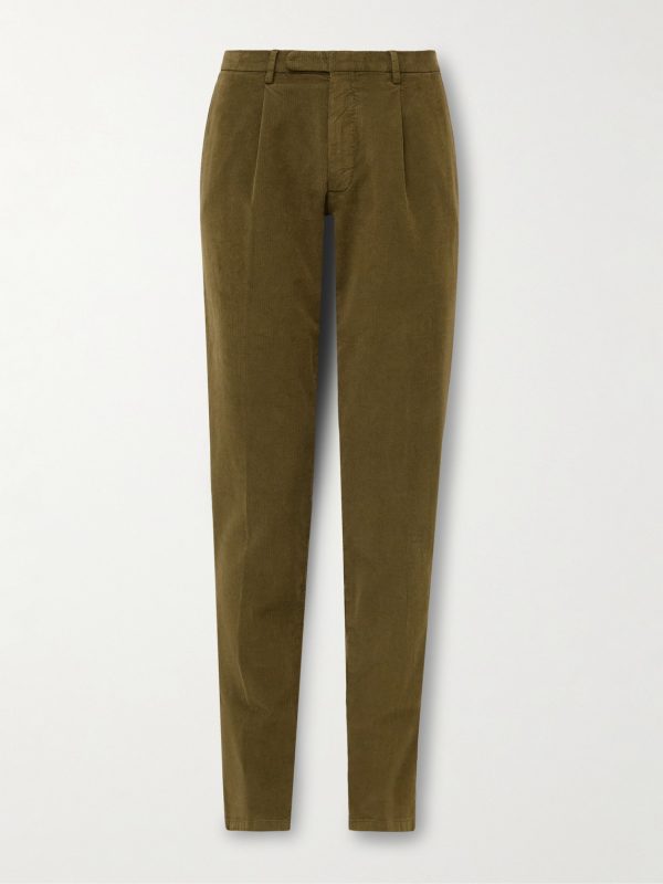 Slim-Fit Pleated Cotton-Blend Corduroy Suit Trousers Slim-Fit Pleated Cotton-Blend Corduroy Suit Trousers