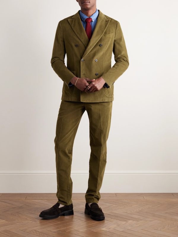 Slim-Fit Pleated Cotton-Blend Corduroy Suit Trousers - OU Slim-Fit Pleated Cotton-Blend Corduroy Suit Trousers - OU