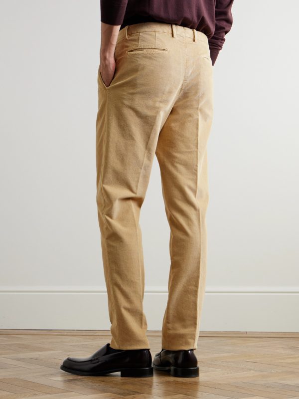 Straight-Leg Pleated Garment-Dyed Cotton-Blend Corduroy Suit Trousers - BK Straight-Leg Pleated Garment-Dyed Cotton-Blend Corduroy Suit Trousers - BK