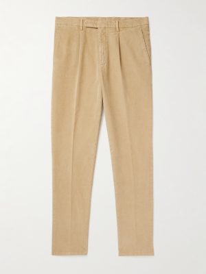 Straight-Leg Pleated Garment-Dyed Cotton-Blend Corduroy Suit Trousers Straight-Leg Pleated Garment-Dyed Cotton-Blend Corduroy Suit Trousers