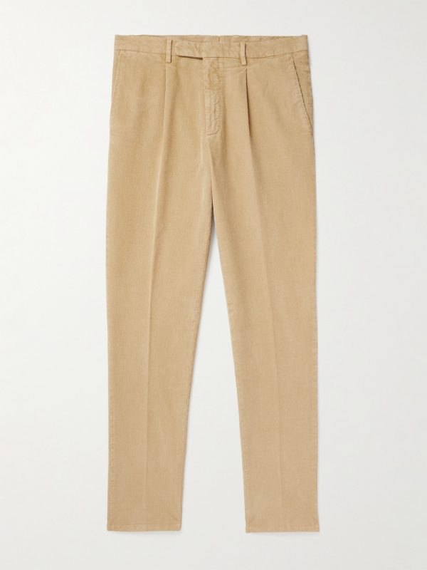 Straight-Leg Pleated Garment-Dyed Cotton-Blend Corduroy Suit Trousers Straight-Leg Pleated Garment-Dyed Cotton-Blend Corduroy Suit Trousers