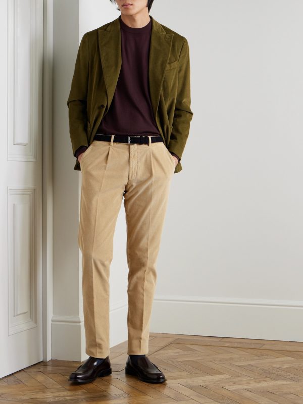 Straight-Leg Pleated Garment-Dyed Cotton-Blend Corduroy Suit Trousers - OU Straight-Leg Pleated Garment-Dyed Cotton-Blend Corduroy Suit Trousers - OU