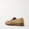 Epsom Leather-Trimmed Suede Penny Loafers - BK Epsom Leather-Trimmed Suede Penny Loafers - BK