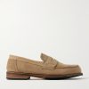 Epsom Leather-Trimmed Suede Penny Loafers Epsom Leather-Trimmed Suede Penny Loafers