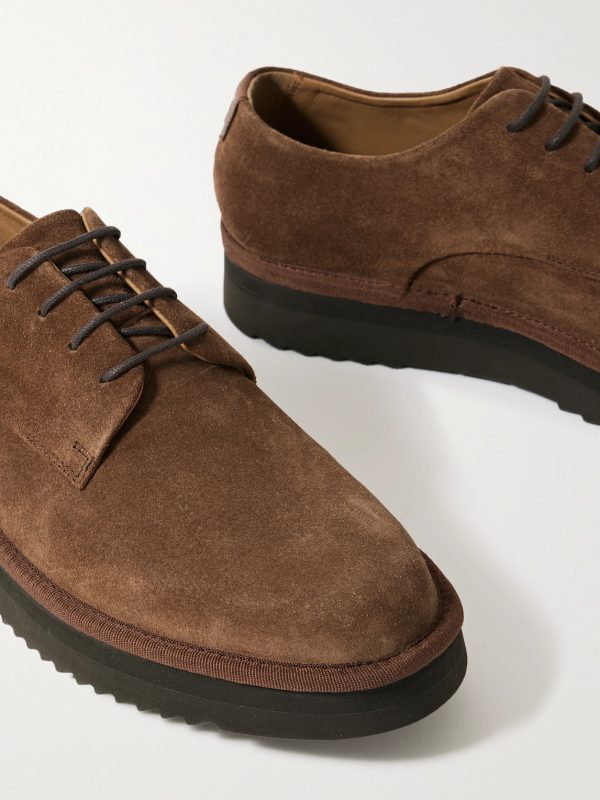 Byron Webbing-Trimmed Suede Derby Shoes - CU