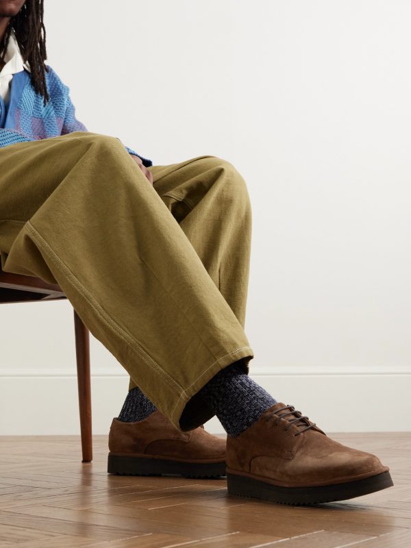 Byron Webbing-Trimmed Suede Derby Shoes - OU