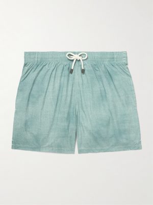 Straight-Leg Mid-Length Printed Swim Shorts Straight-Leg Mid-Length Printed Swim Shorts