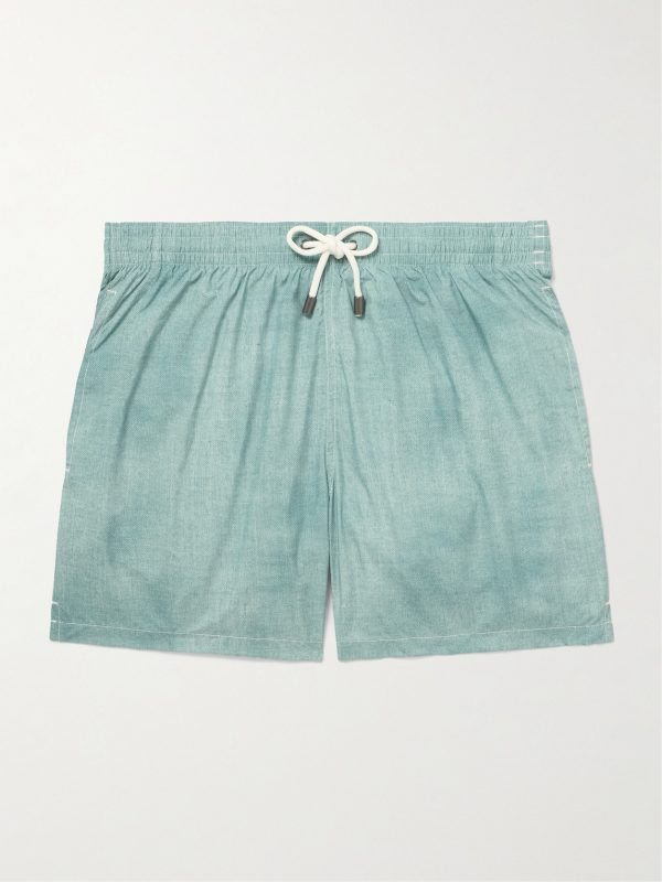 Straight-Leg Mid-Length Printed Swim Shorts