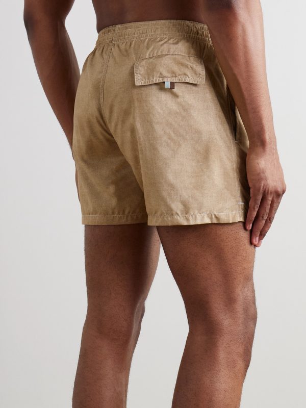 Straight-Leg Mid-Length Printed Swim Shorts - BK Straight-Leg Mid-Length Printed Swim Shorts - BK