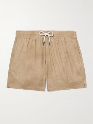 Straight-Leg Mid-Length Printed Swim Shorts Straight-Leg Mid-Length Printed Swim Shorts