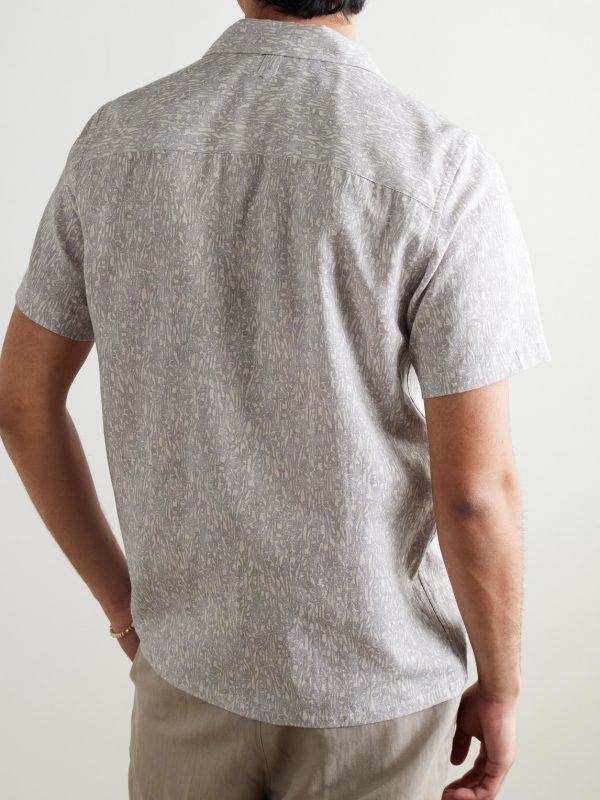 Camp-Collar Printed Linen and Cotton-Blend Shirt - BK Camp-Collar Printed Linen and Cotton-Blend Shirt - BK