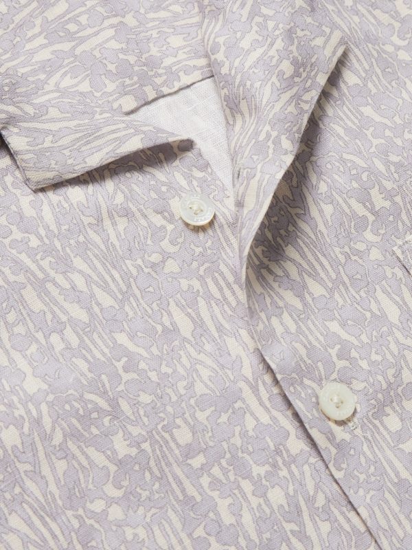 Camp-Collar Printed Linen and Cotton-Blend Shirt - CU Camp-Collar Printed Linen and Cotton-Blend Shirt - CU