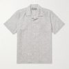 Camp-Collar Printed Linen and Cotton-Blend Shirt Camp-Collar Printed Linen and Cotton-Blend Shirt