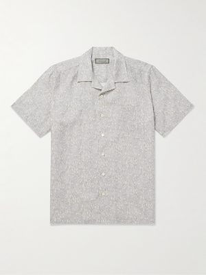 Camp-Collar Printed Linen and Cotton-Blend Shirt Camp-Collar Printed Linen and Cotton-Blend Shirt