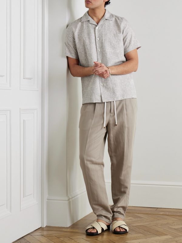Camp-Collar Printed Linen and Cotton-Blend Shirt - OU Camp-Collar Printed Linen and Cotton-Blend Shirt - OU