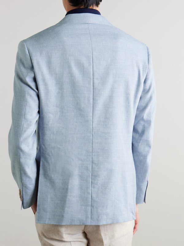 Kei Unstructured Double-Breasted Linen and Wool-Blend Blazer - BK