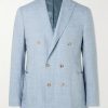 Kei Unstructured Double-Breasted Linen and Wool-Blend Blazer