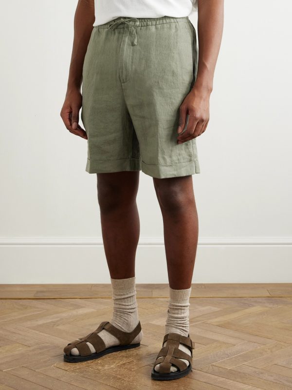 Straight-Leg Linen Drawstring Shorts - FR Straight-Leg Linen Drawstring Shorts - FR