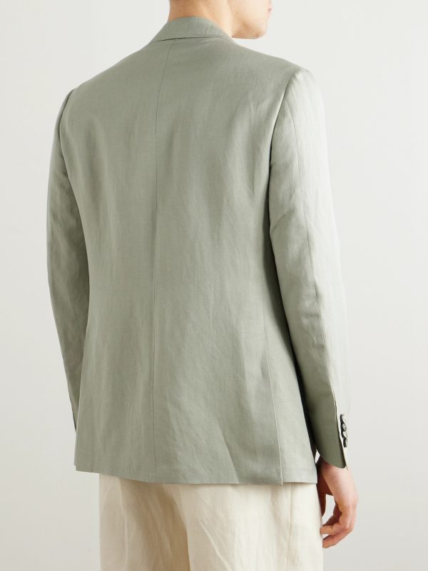 Kei Unstructured Linen and Silk-Blend Blazer - BK