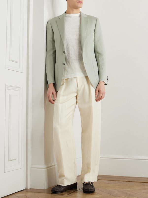 Kei Unstructured Linen and Silk-Blend Blazer - OU