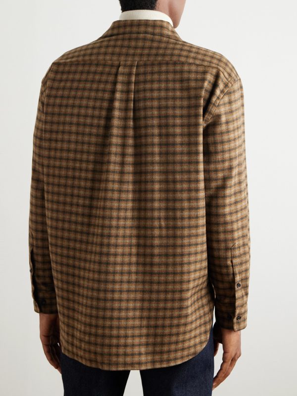 Checked Brushed Wool and Cashmere-Blend Overshirt - BK