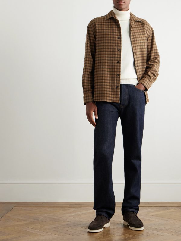 Checked Brushed Wool and Cashmere-Blend Overshirt - OU