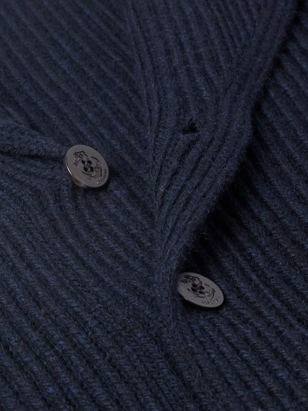 Shawl-Collar Ribbed Wool Cardigan - CU Shawl-Collar Ribbed Wool Cardigan - CU