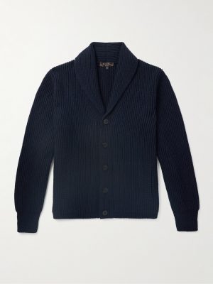 Shawl-Collar Ribbed Wool Cardigan