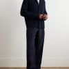 Shawl-Collar Ribbed Wool Cardigan - OU Shawl-Collar Ribbed Wool Cardigan - OU