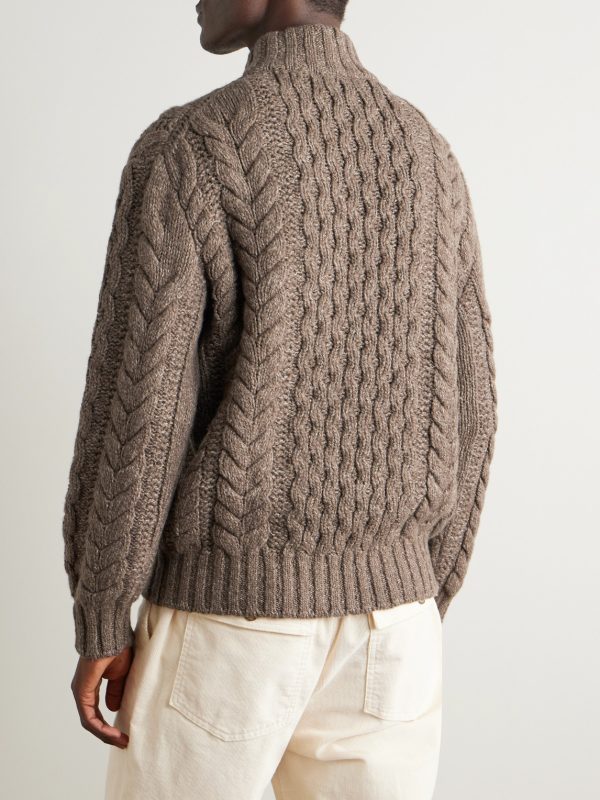 Cable-Knit Cashmere Half-Zip Sweater - BK