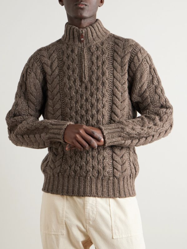 Cable-Knit Cashmere Half-Zip Sweater - FR