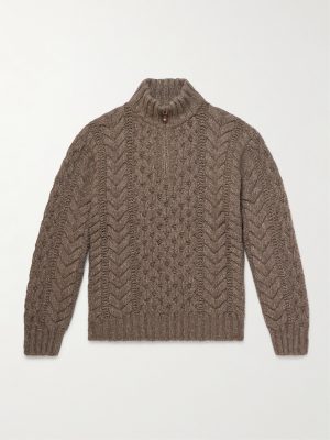 Cable-Knit Cashmere Half-Zip Sweater