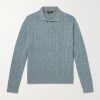 Cable-Knit Cashmere Polo Sweater Cable-Knit Cashmere Polo Sweater