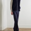 Ennio Leather-Trimmed Wool and Silk-Blend Fleece Gilet - OU