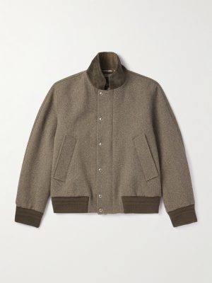Floris Cotton Corduroy-Trimmed Wool Bomber Jacket